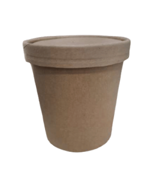 Contenedor 16 Oz Kraft Perfil Alto Con Tapa