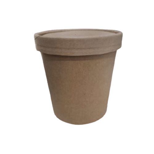 Contenedor 16 Oz Kraft Perfil Alto Con Tapa