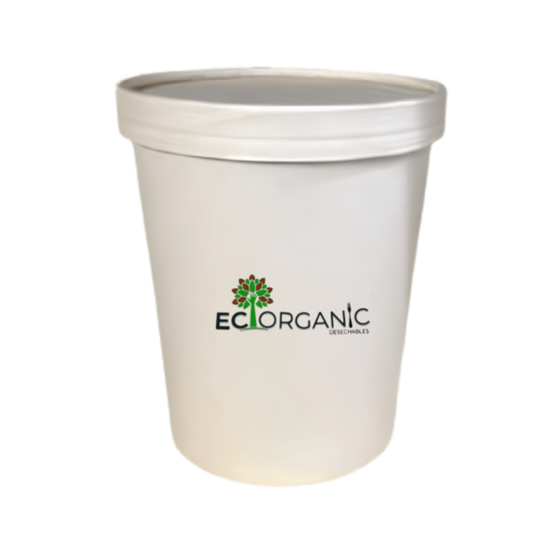 Contenedor 32 Oz Kraft Perfil Alto Con Tapa